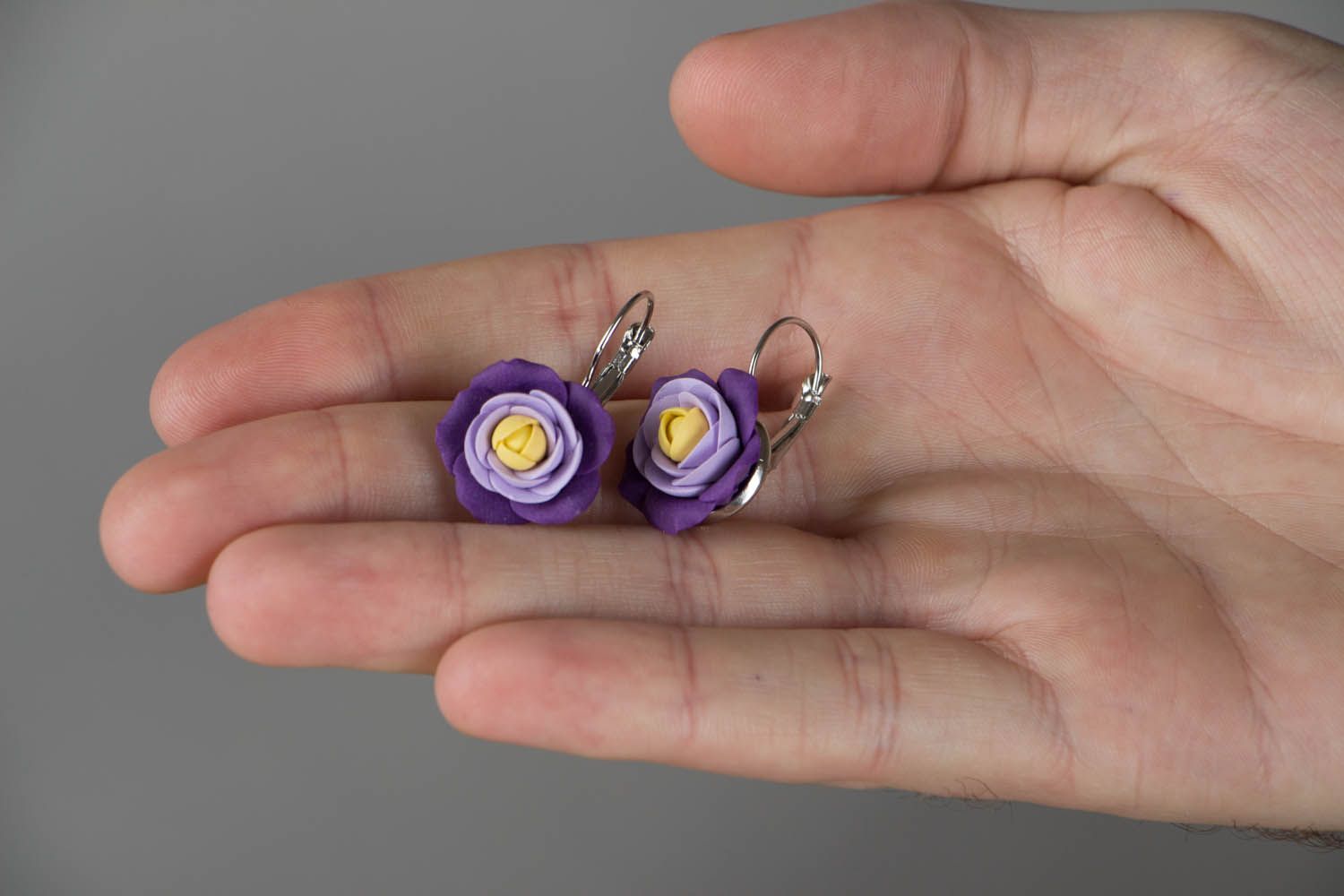 Handmade purple earrings  photo 4