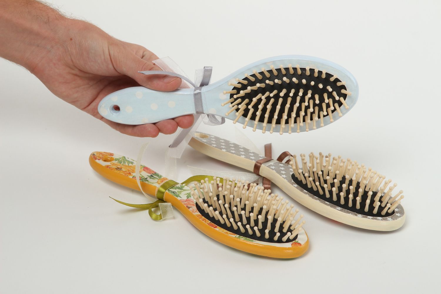 Handmade hairbrush wooden massage hairbrush decoupage hairbrush for women photo 5