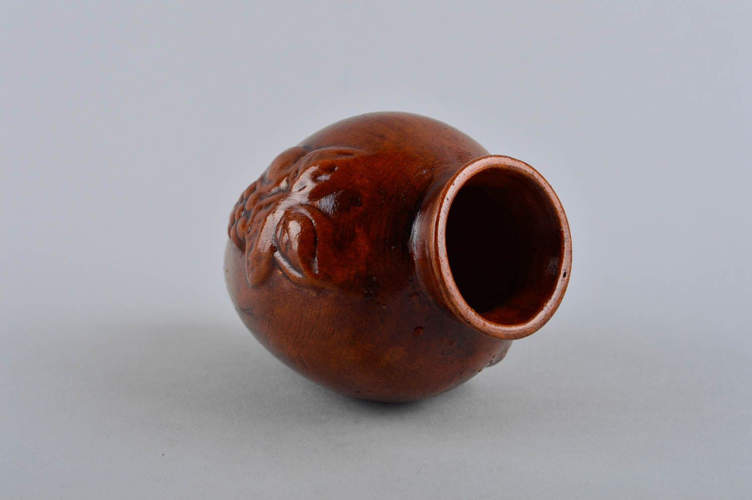 Handmade ceramic wine 6 oz pitcher goblet 3 inches, 0,28 lb photo 2