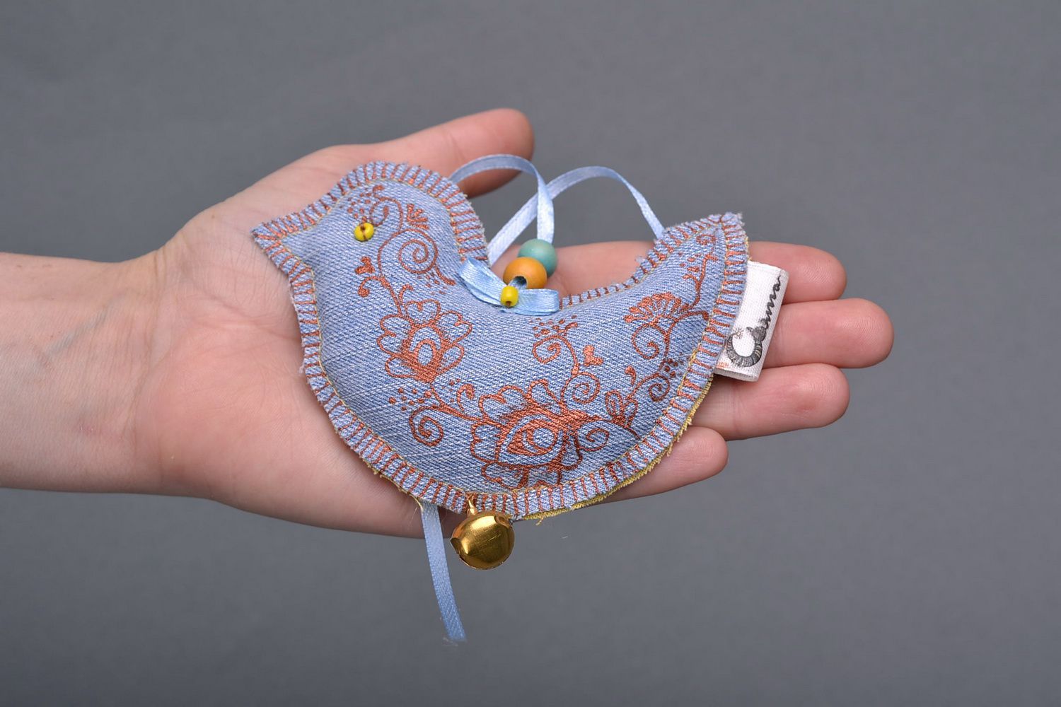 Interior cloth pendant Birdie with Ukraine in its heart photo 5