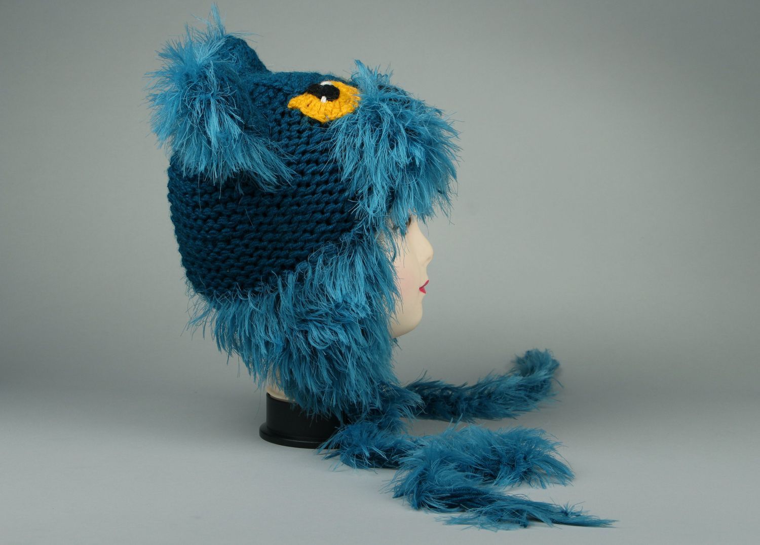 Bonnet chat avec fourrure tricoté à la main   photo 2