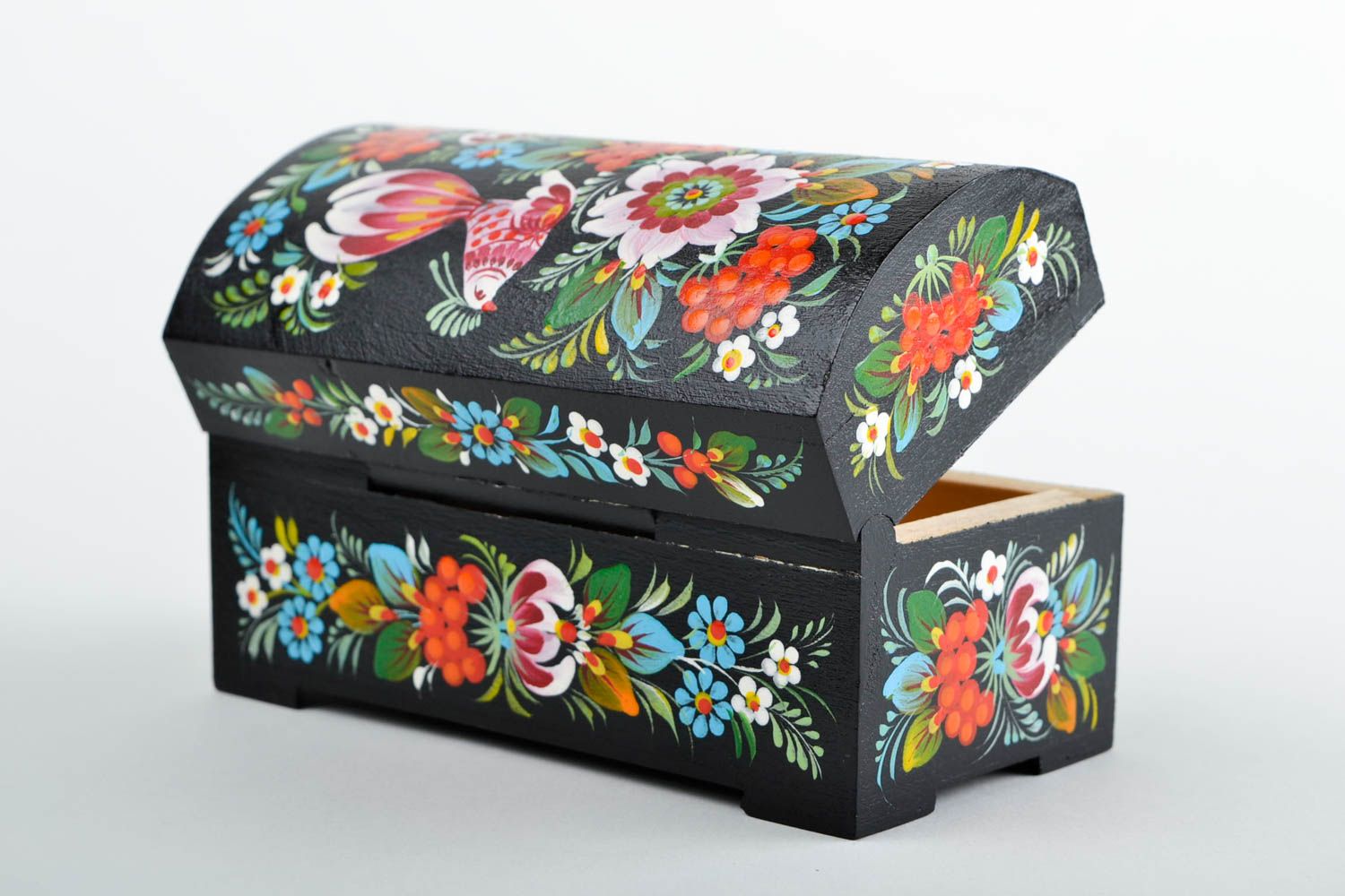 Box for jewelry handmade box jewerly box Petrykivka painting decorative use only photo 5