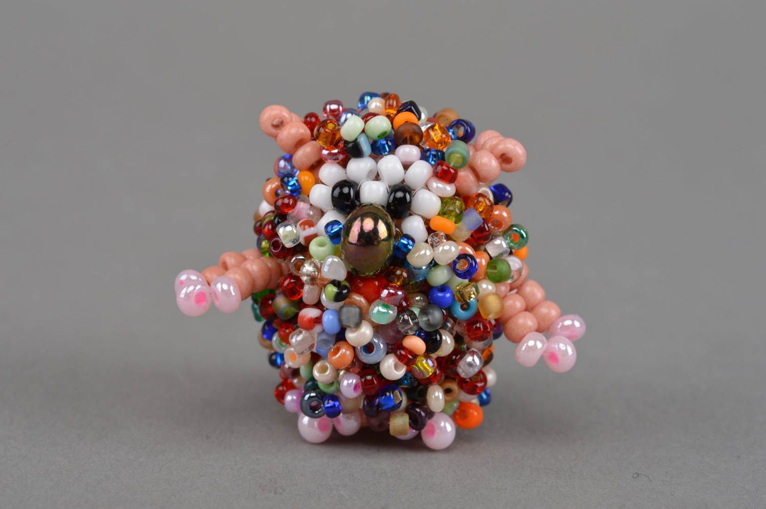 Statuette décorative en perles de rocaille faite main design multicolore photo 3