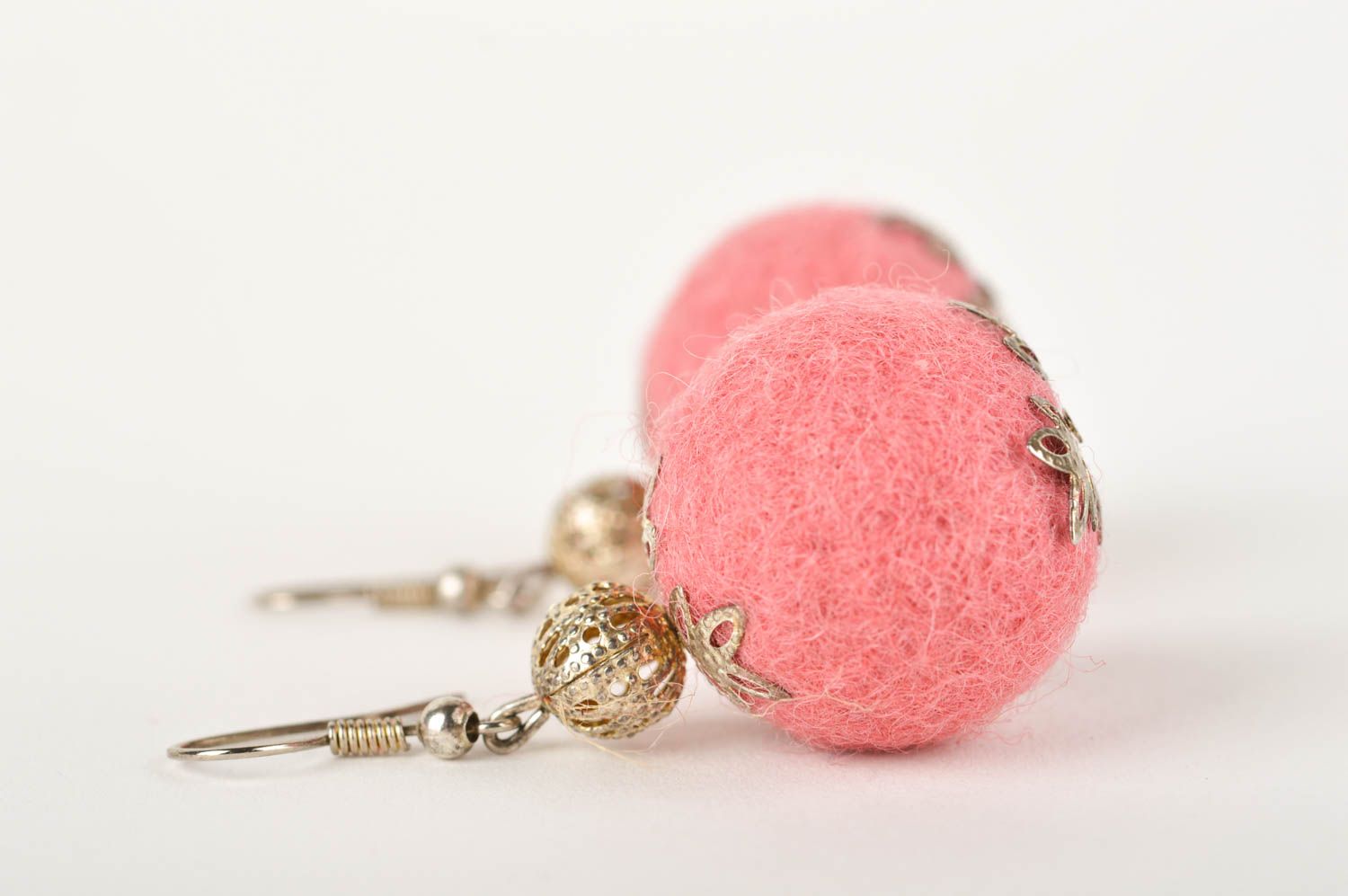 Handmade pink ball earrings stylish elegant earrings tender accessories photo 5