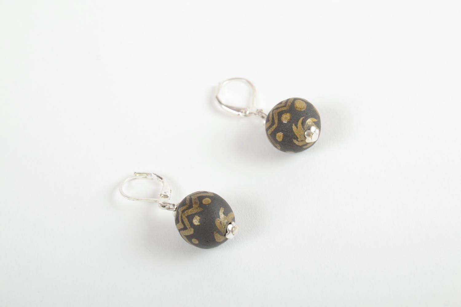 Handmade designer ceramic earrings clay ball earrings ceramic jewelry designs photo 5