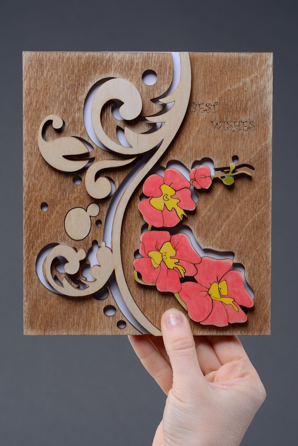 Handmade greeting card with flowers photo 5