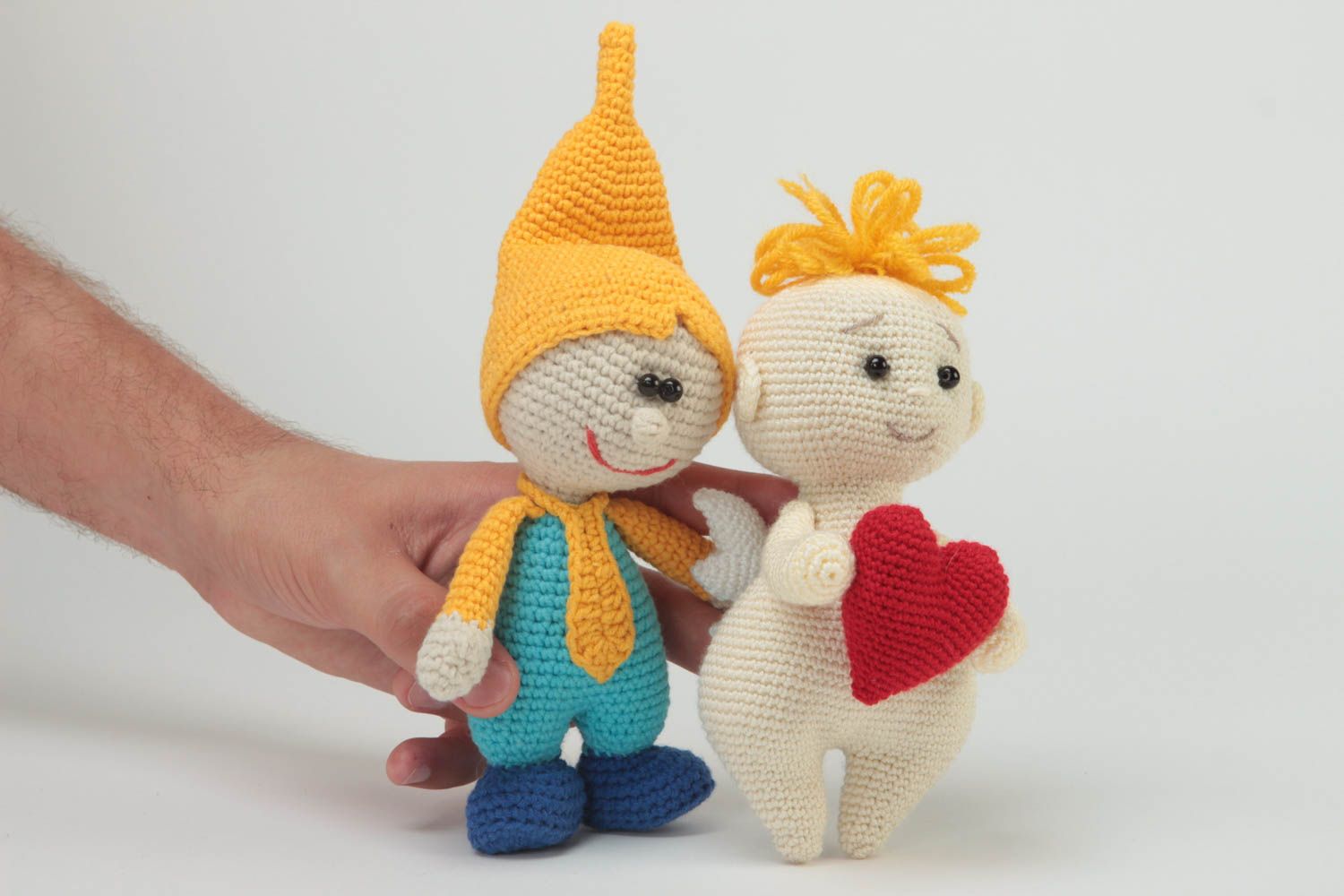 Peluches para niños artesanales regalo original juguetes tejidos Gnomo y Ángel foto 5
