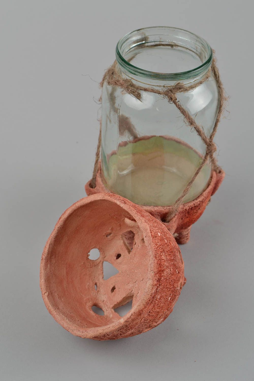Kerzenhalter Keramik handgefertigt Wohnzimmer Deko Teelichthalter aus Ton  foto 4