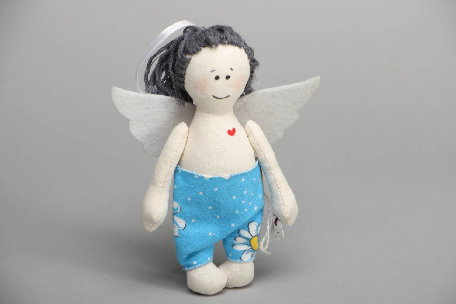 Мягкая игрушка ручной работы из ткани Ангел фото 1