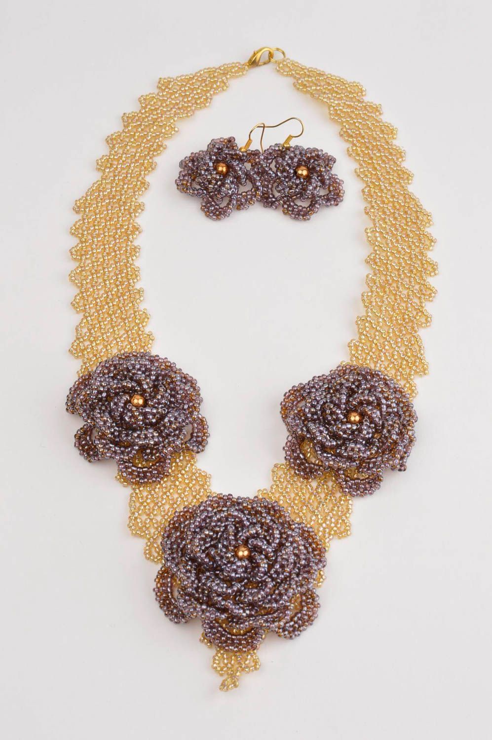 Handmade jewelry set beaded earrings beaded necklace fashion trends gift ideas photo 2