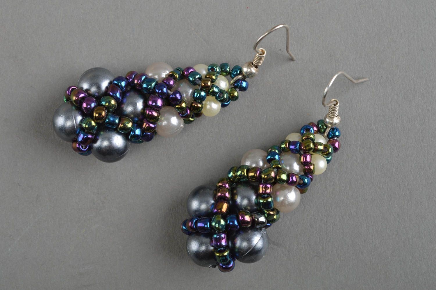 Boucles d'oreilles en perles de rocaille perles fantaisie pendantes faites main photo 2