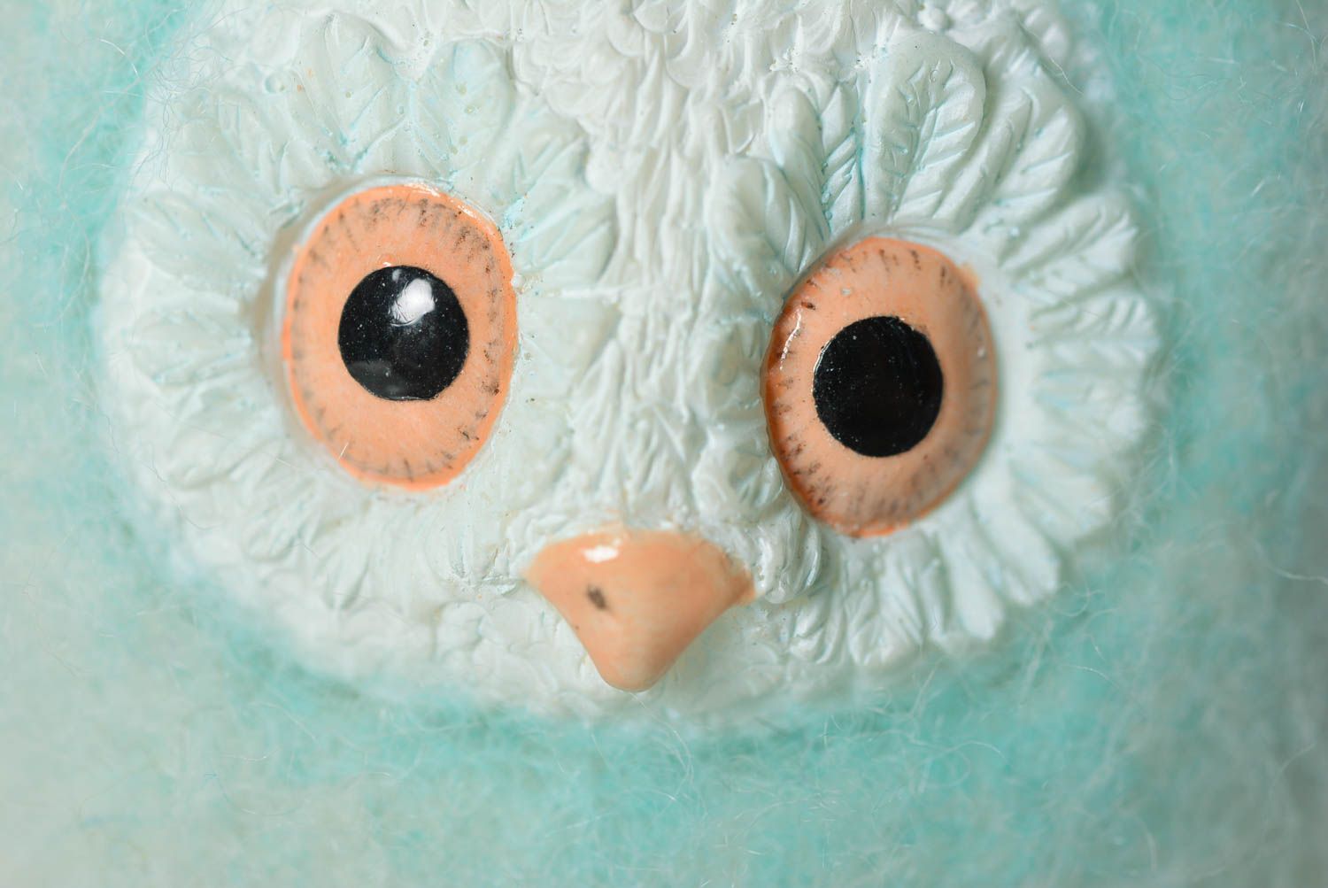 Интерьерная игрушка сова игрушка ручной работы мягкая игрушка из шерсти мятная фото 2