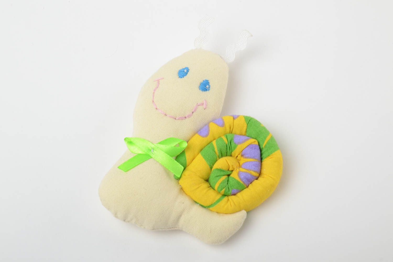 Petite peluche décorative en toile de coton multicolore faite main Escargot photo 2