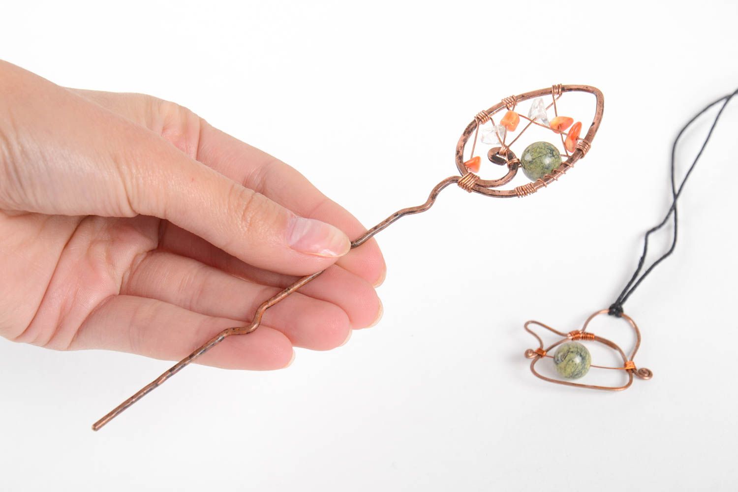 Handmade copper jewelry copper wire pendant copper hairpin copper jewelry photo 3