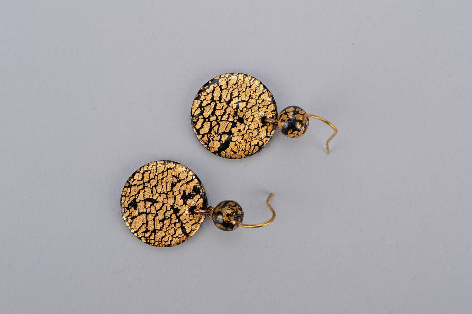 Earrings made of polymer clay with gilding photo 1