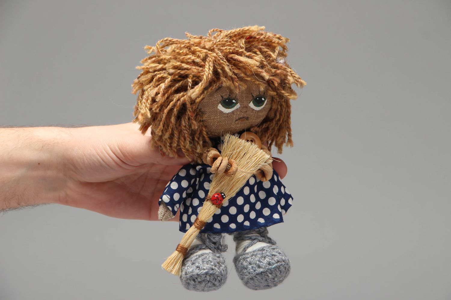 Handmade sackcloth toy in the shape of brownie photo 4