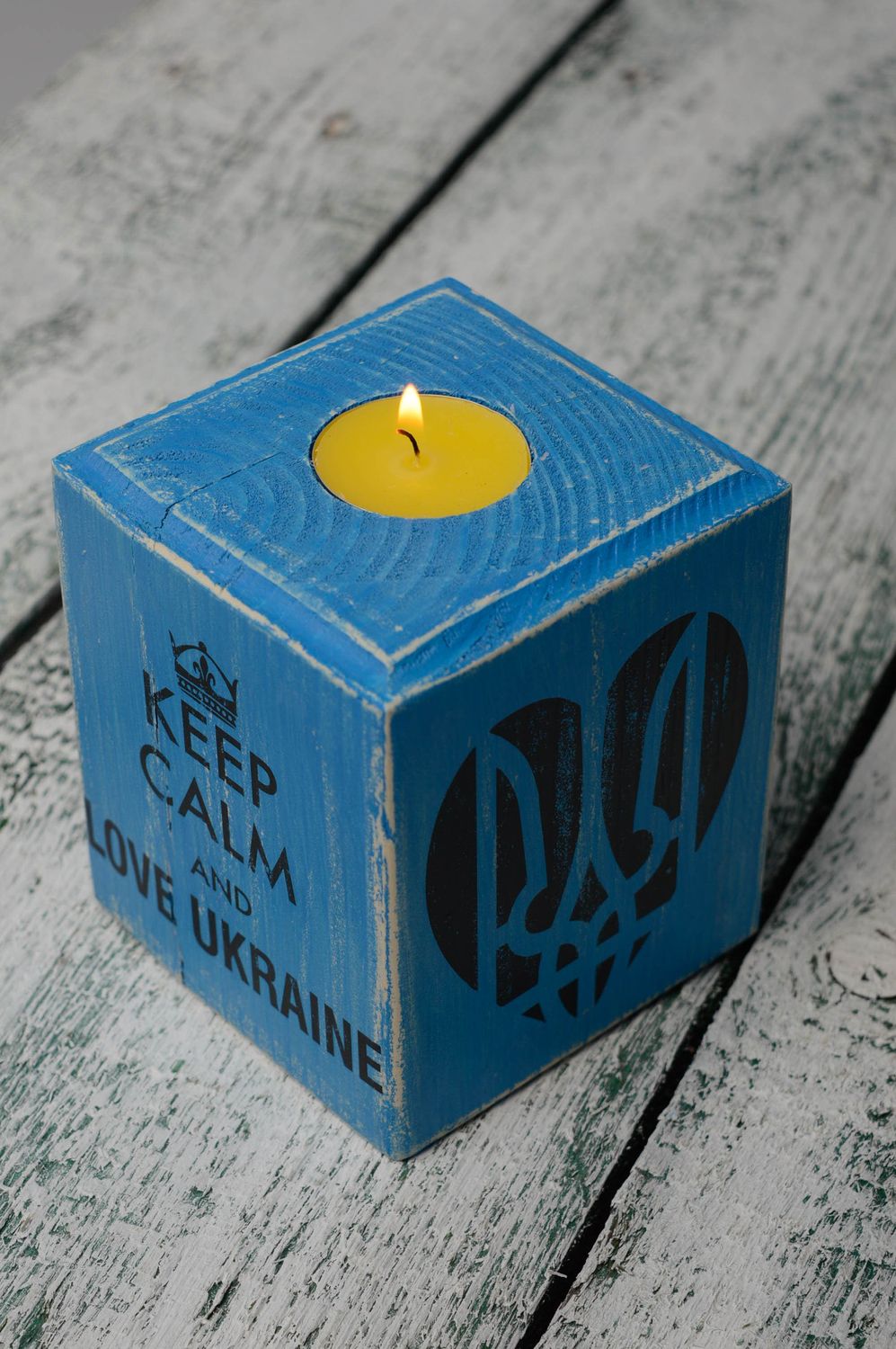 Decoupage Kerzenhalter aus Holz foto 1