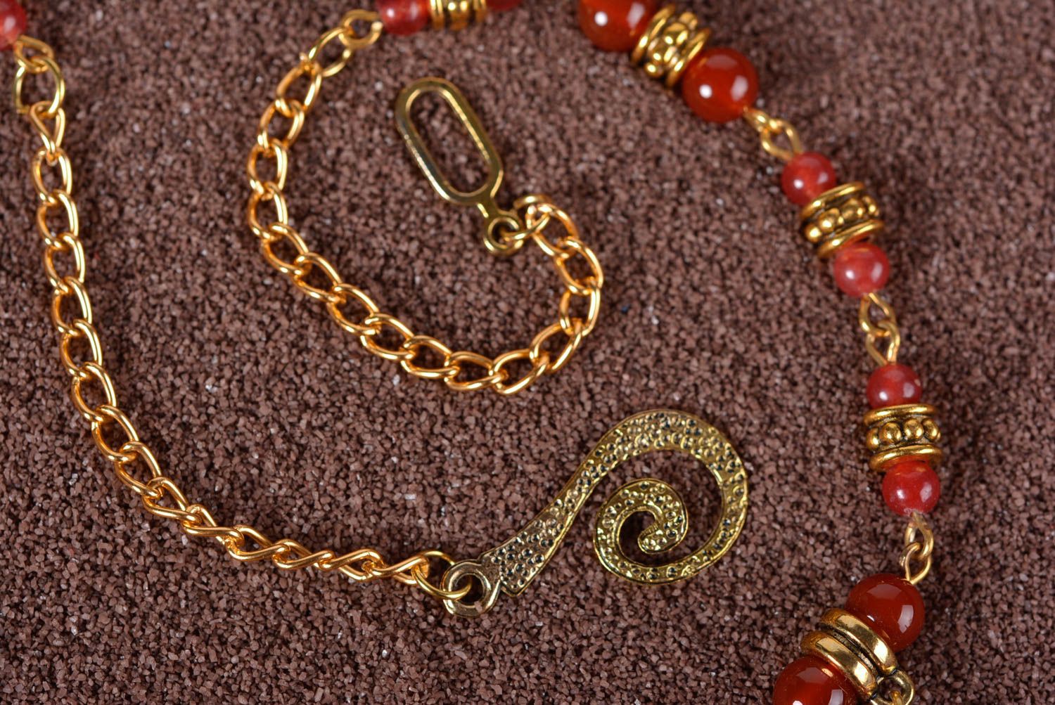 Designer necklace beaded handmade jewelry natural stones present for women photo 4