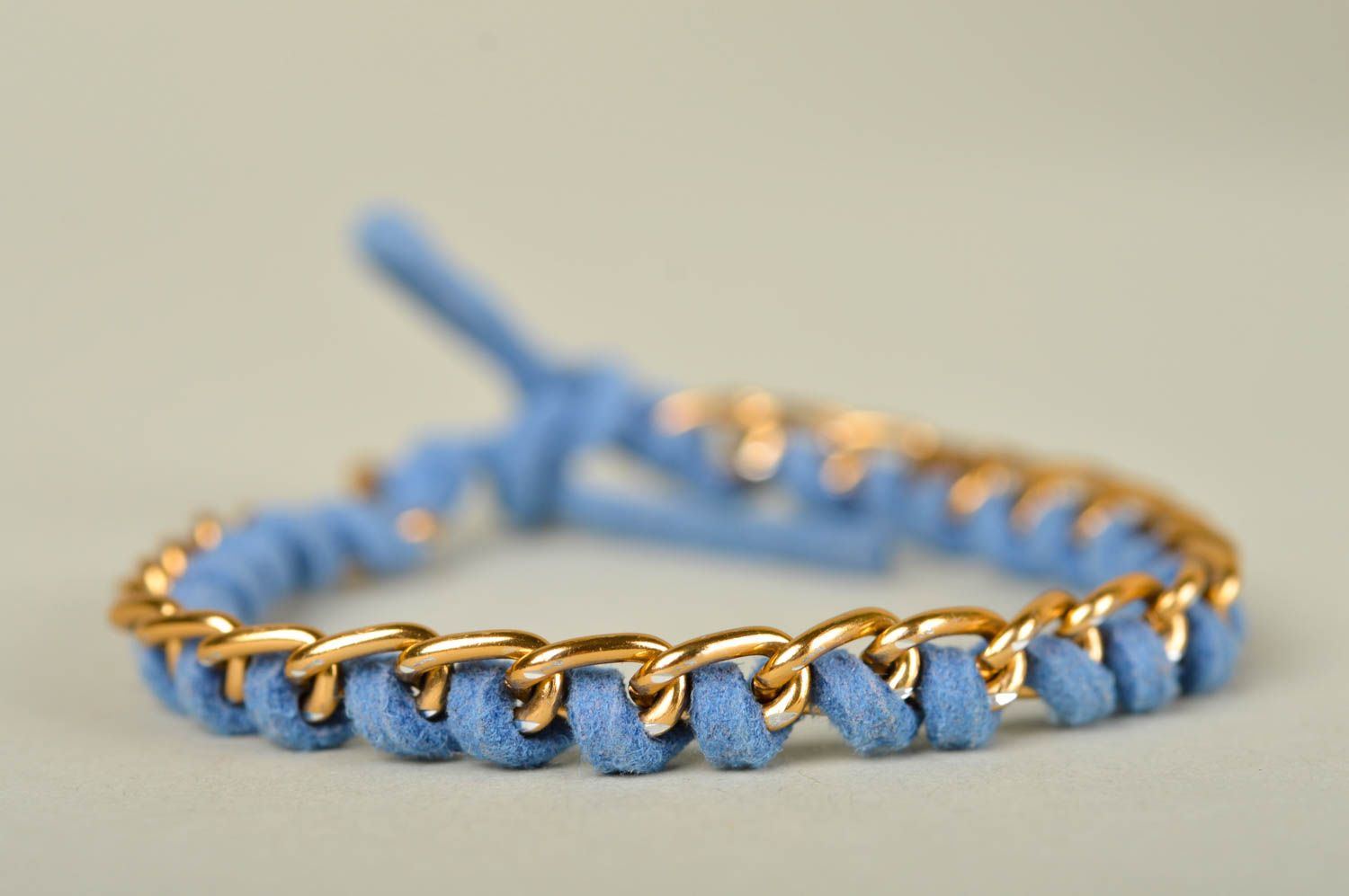 Damen Armband handgefertigt Armband aus Stoff blaues Schmuck Accessoire foto 3