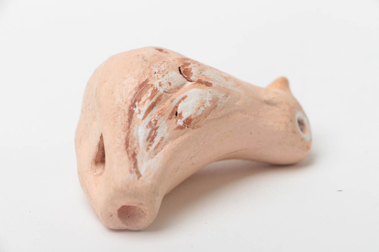Игрушка из глины в эко стиле свистулька ручной работы маленькая птичка расписная фото 4