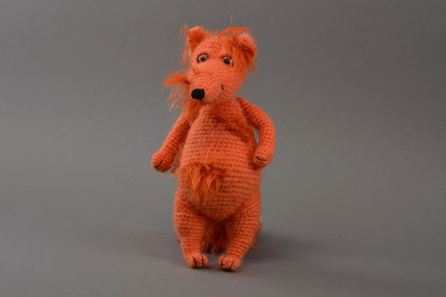 Petit jouet mou tricoté fait main en forme de renard décoration maison photo 3