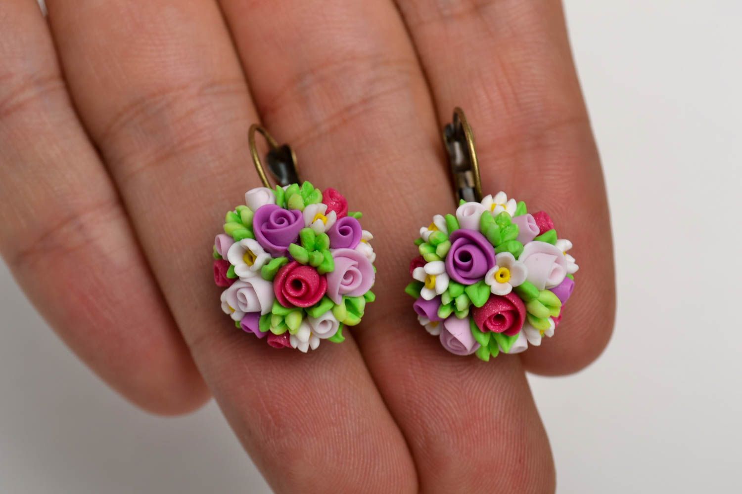 Handmade flower earrings tender spring jewelry unusual elegant earrings photo 5