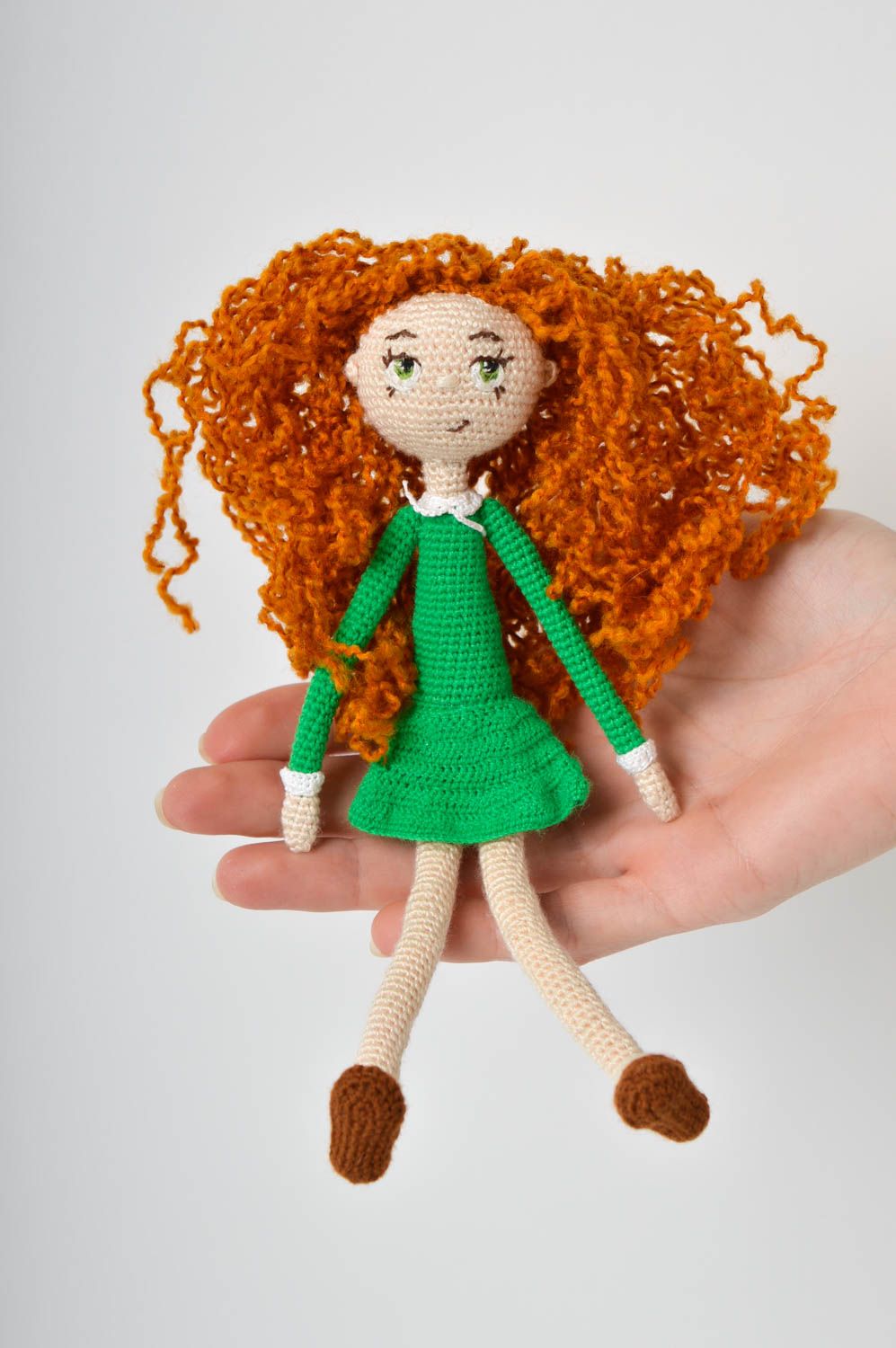 Кукла ручной работы кукла из ткани мягкая кукла красивая в зеленом платье фото 2
