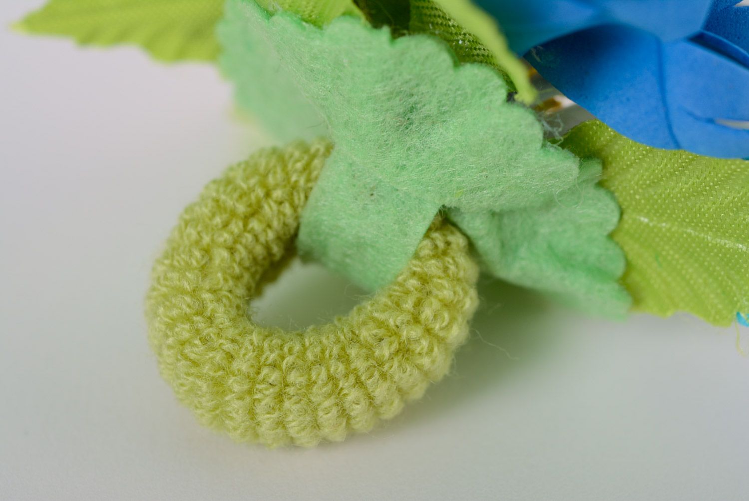 Künstlerische Haar Gummis aus Wildleder in Form von Feldblumen 2 Stück Handarbeit foto 5