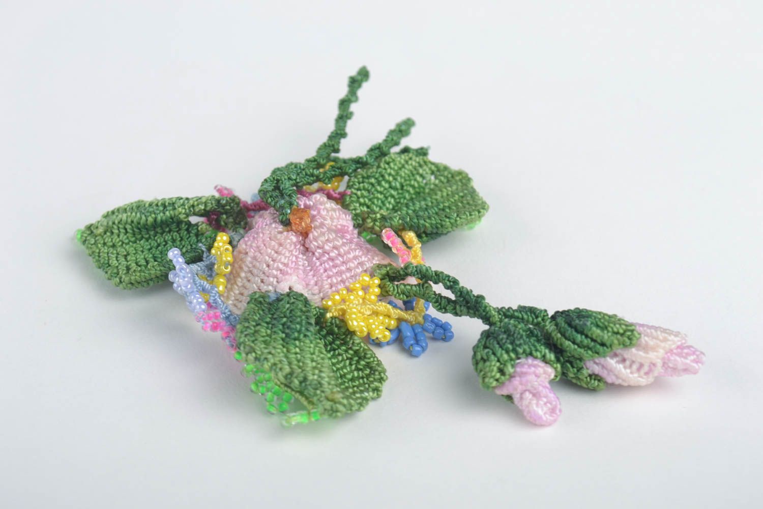 Fleurs textiles faites main Fourniture bijoux macramé Loisirs créatifs photo 3
