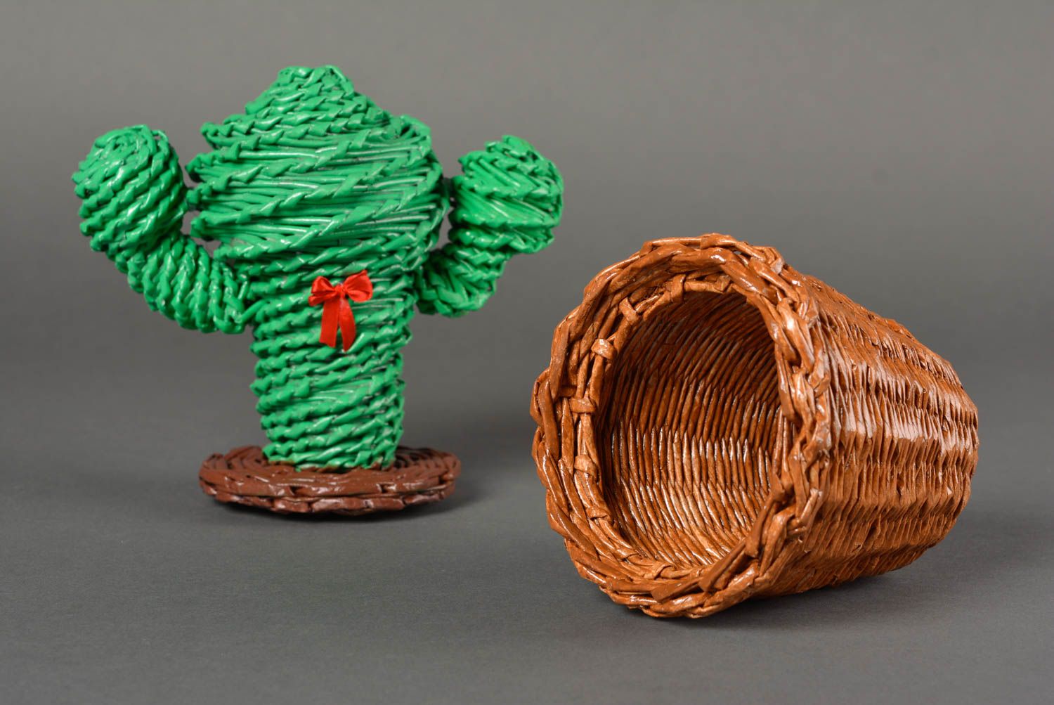 Beautiful handmade paper box woven basket newspaper craft modern interiors  photo 4