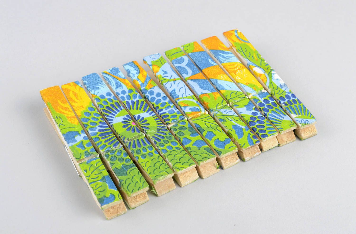 Handmade pegs unusual gift wooden pegs decorative clothespins set of 10 items photo 1