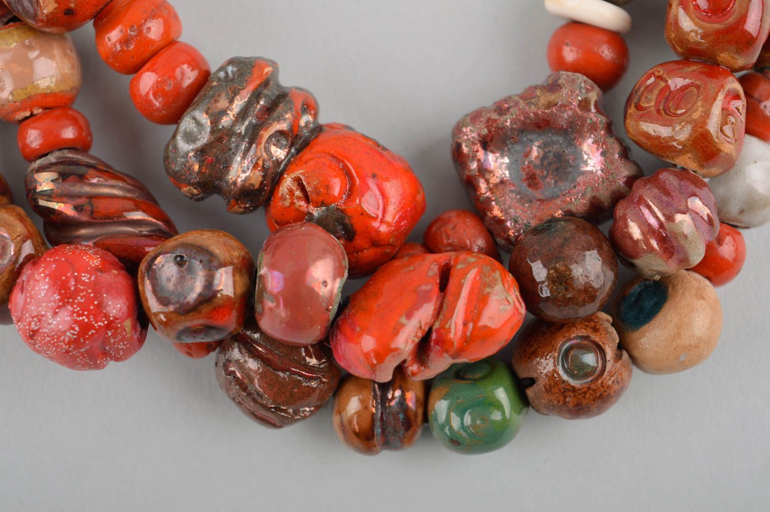 Unusual handmade ceramic necklace beaded necklace  pottery works gifts for her photo 3