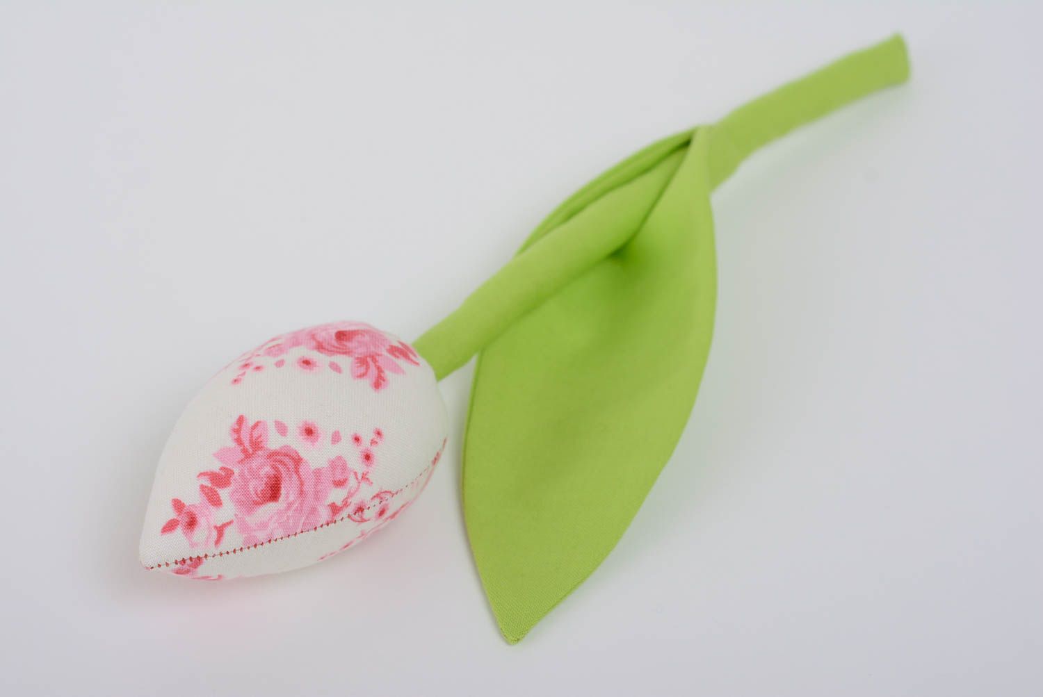 Fleur décorative artificielle Tulipe blanche à motif floral rose faite main photo 1