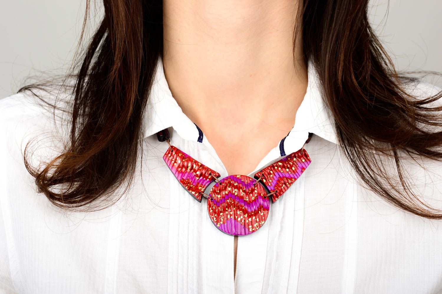 Damen Kette handmade Halskette Frauen Polymer Clay Schmuck Frauen Geschenk  foto 2