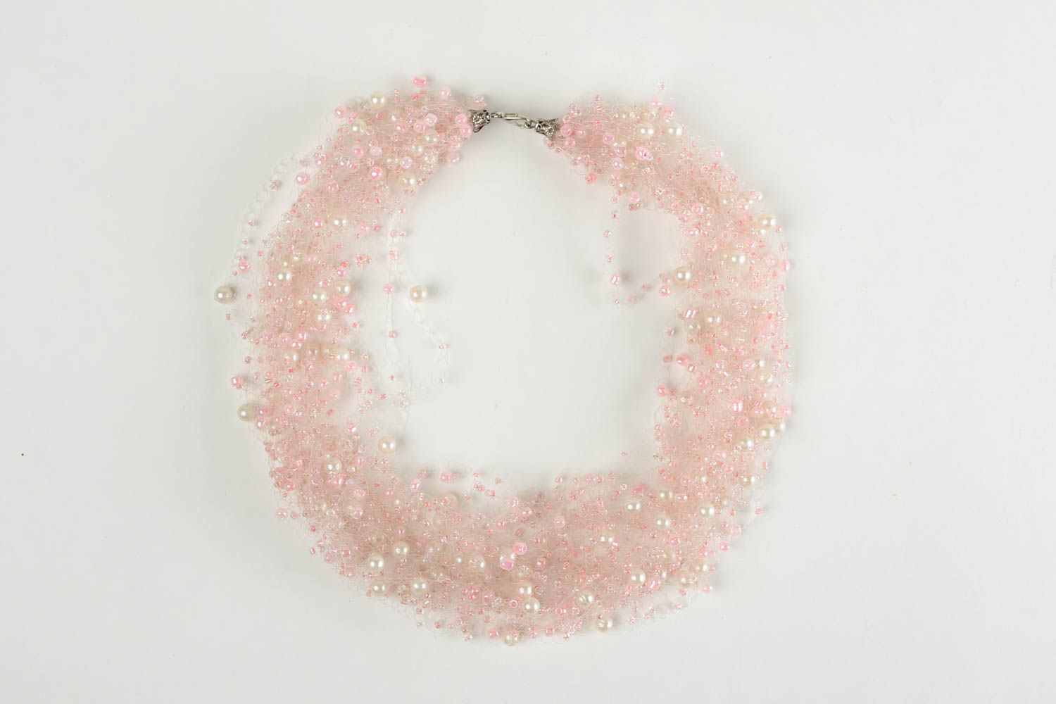 Collier perles rocaille Bijou fait main Accessoire pour femme rose clair photo 3