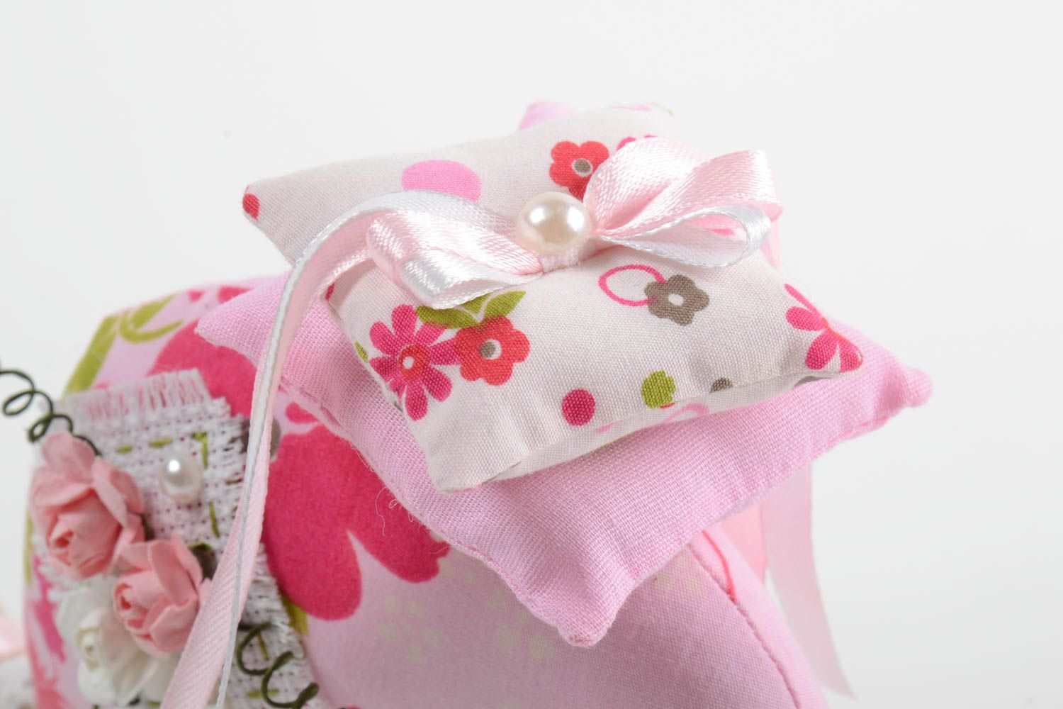 Handmade Kuscheltier Schnecke Stoff Tier Designer Geschenk aus Baumwolle rosa foto 4