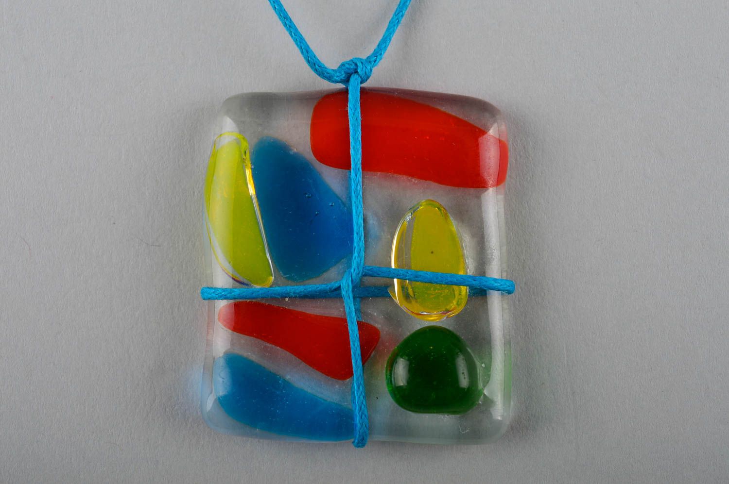 Pendentif verre Bijou fait main Accessoire femme multicolore design original photo 4