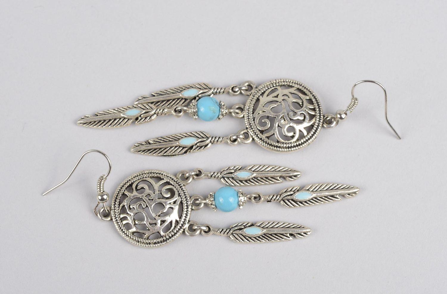 Metal earrings handmade long earrings with charms metal jewelry gift for her photo 5