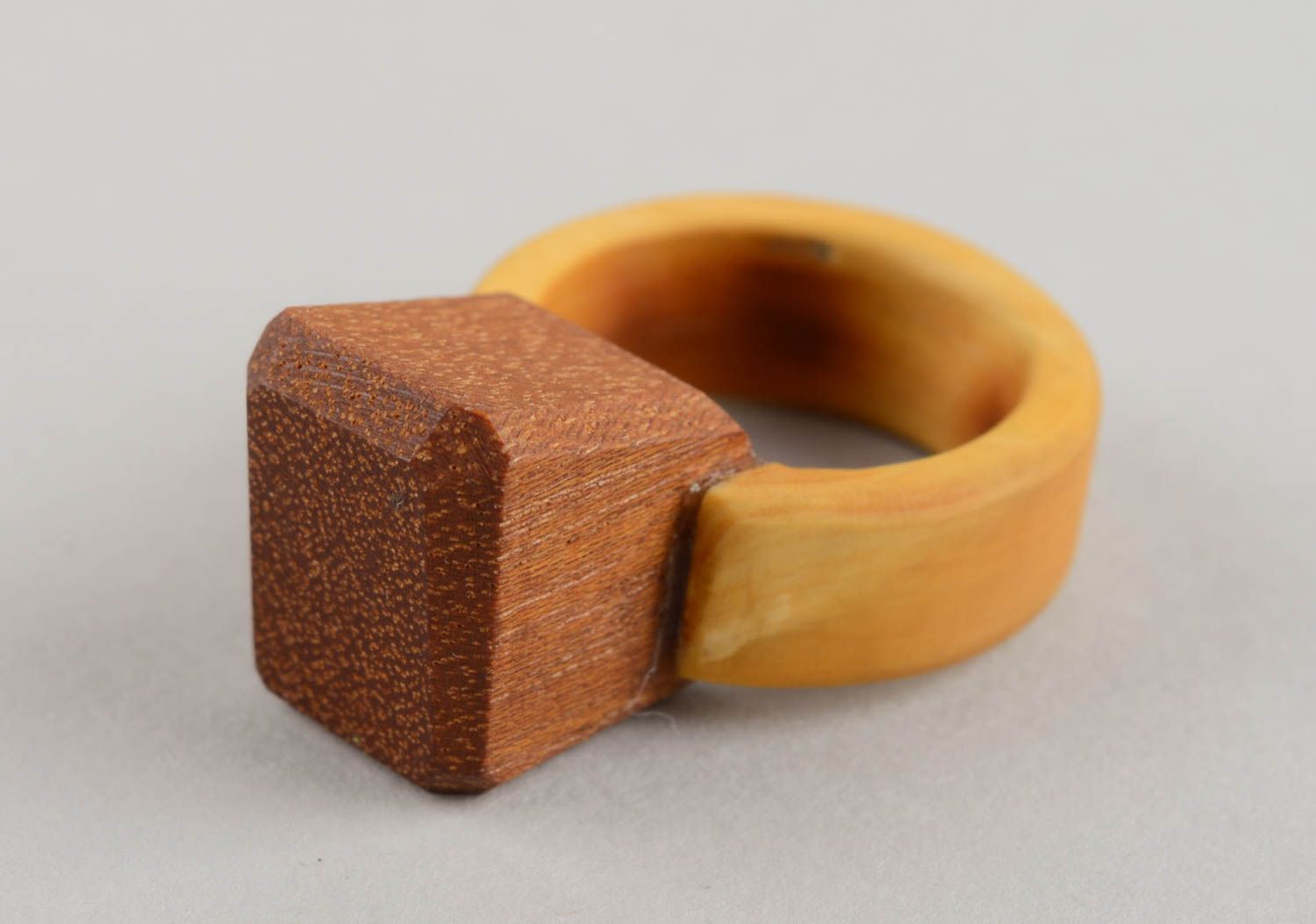 Large carved wooden ring handmade eco friendly accessory designer wood jewelry photo 2