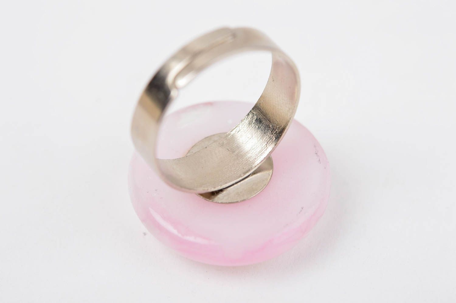 Handmade Accessoire für Frauen Glas Ring in Rosa Damen Modeschmuck Fusing foto 3