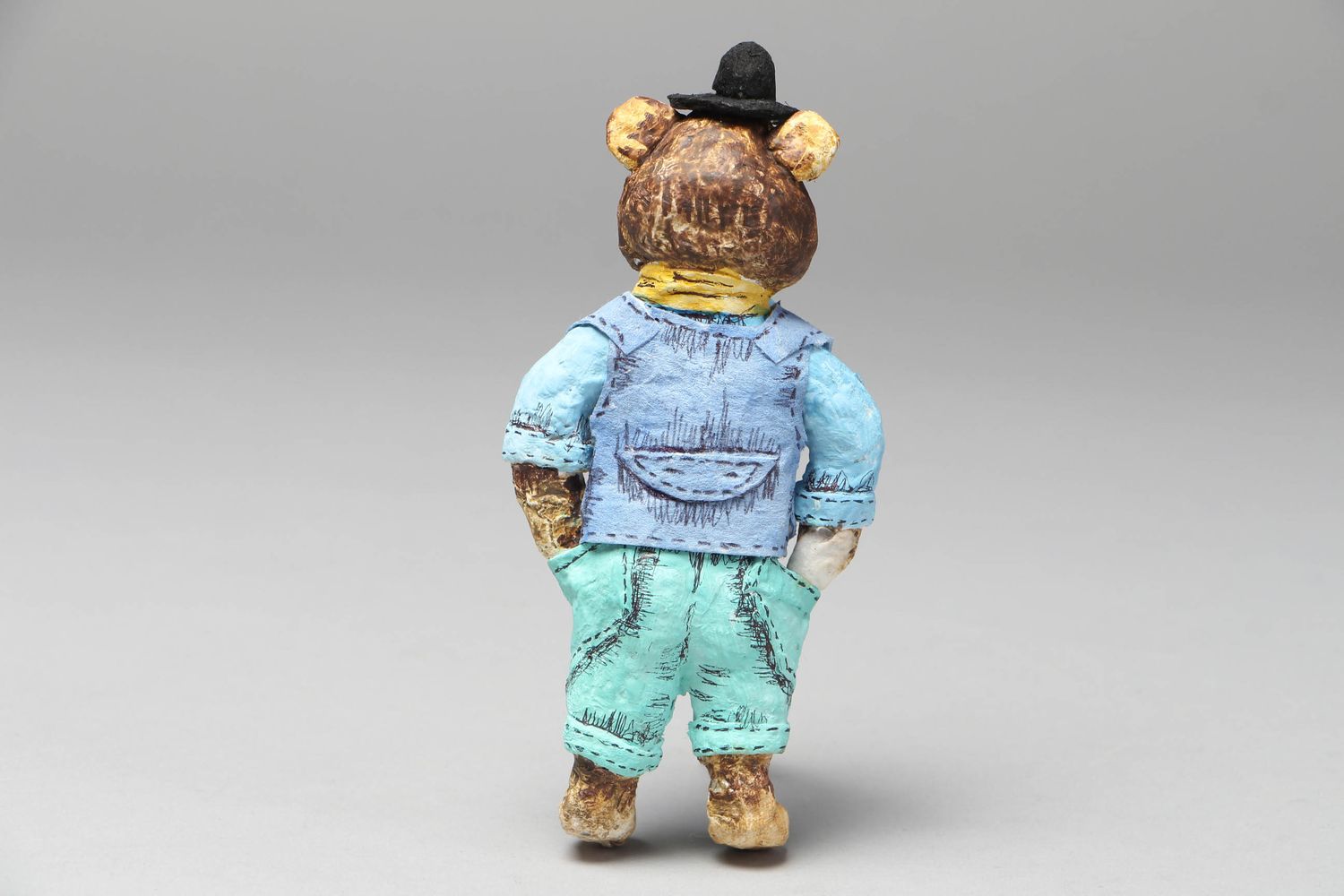 Фигурка игрушка из папье-маше в виде медвежонка фото 3