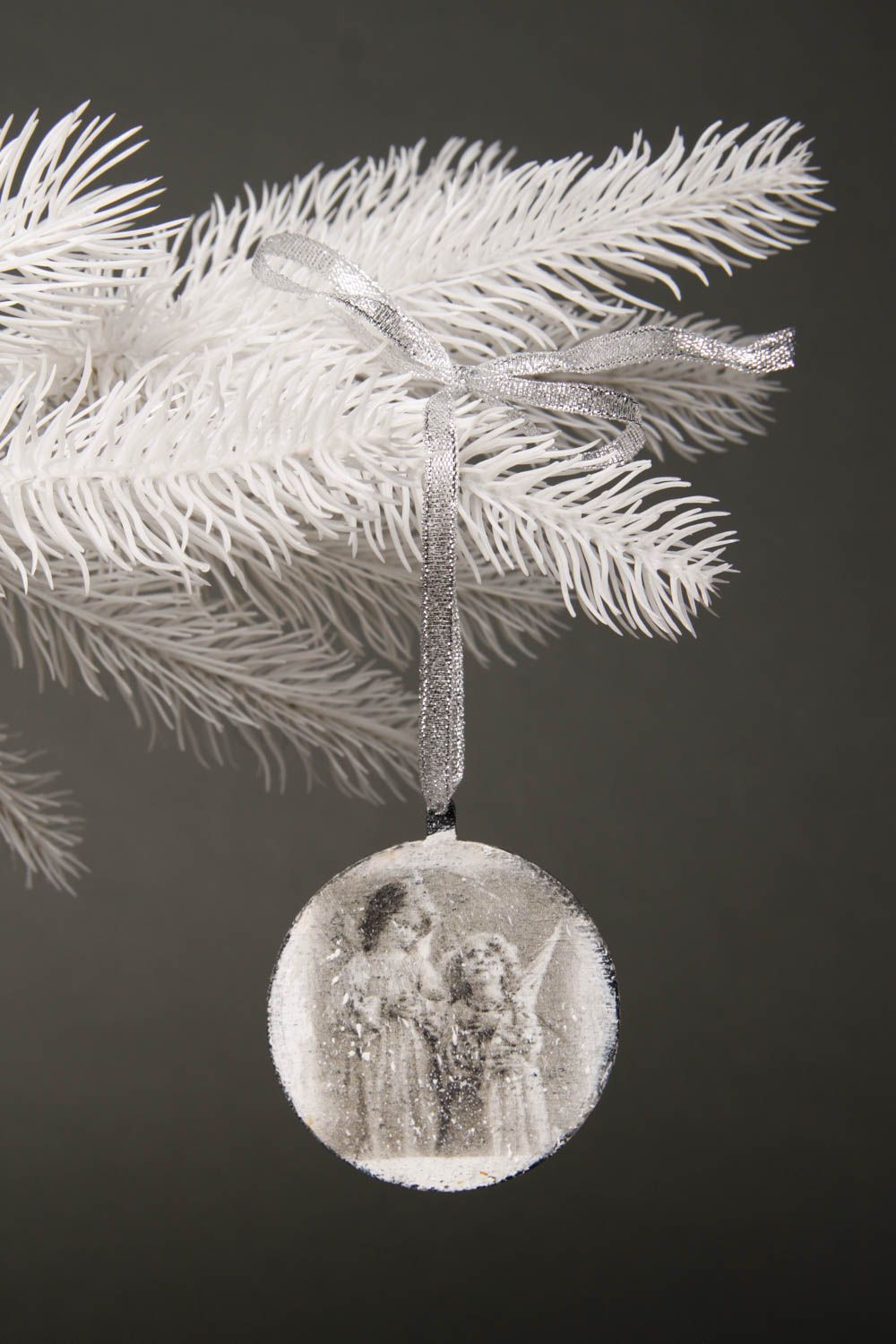 Décoration du sapin de Noël grise faite main avec anges Décoration Nouvel An photo 1