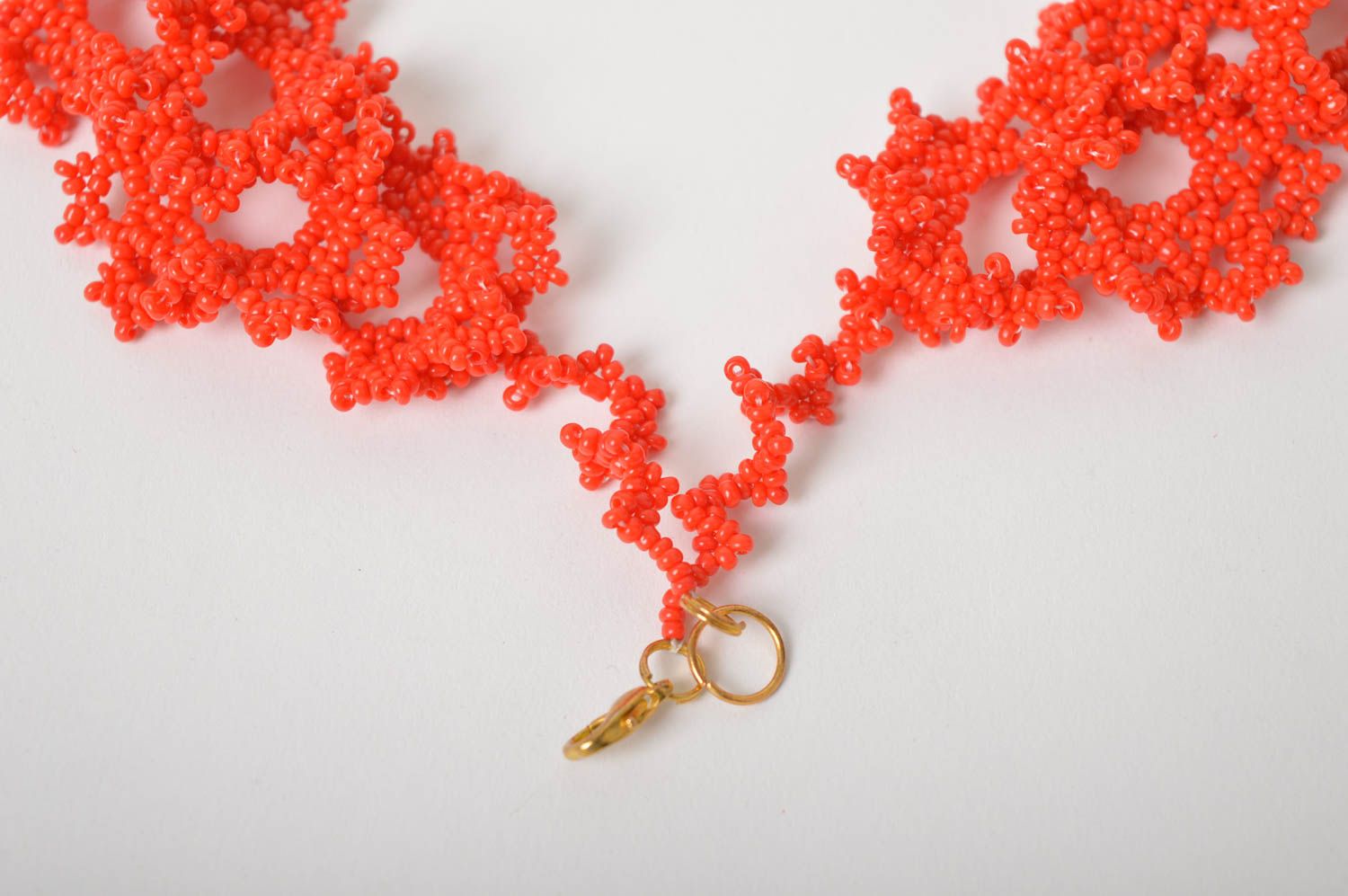 Handmade Schmuck Rocailles Kette Collier Halskette Accessoire für Frauen rot foto 4