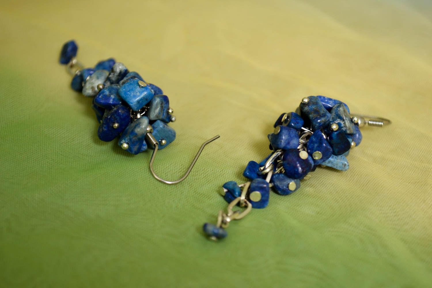 Серьги ручной работы серьги из натуральных камней серьги из лазурита синие фото 1