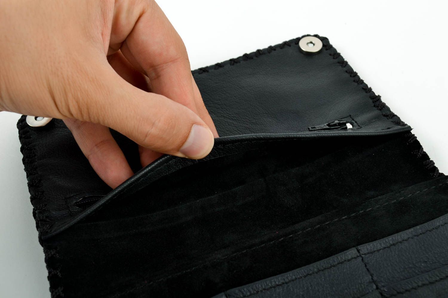 Кошелек ручной работы кожаный кошелек портмоне темное кожаный аксессуар фото 5