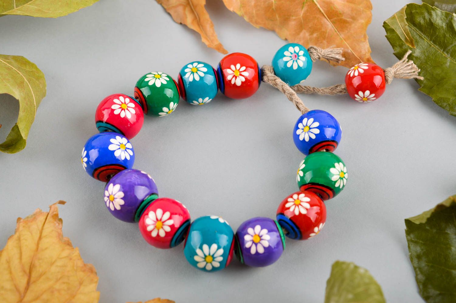 Bracelet en céramique Bijou fait main perles multicolores original Cadeau femme photo 1