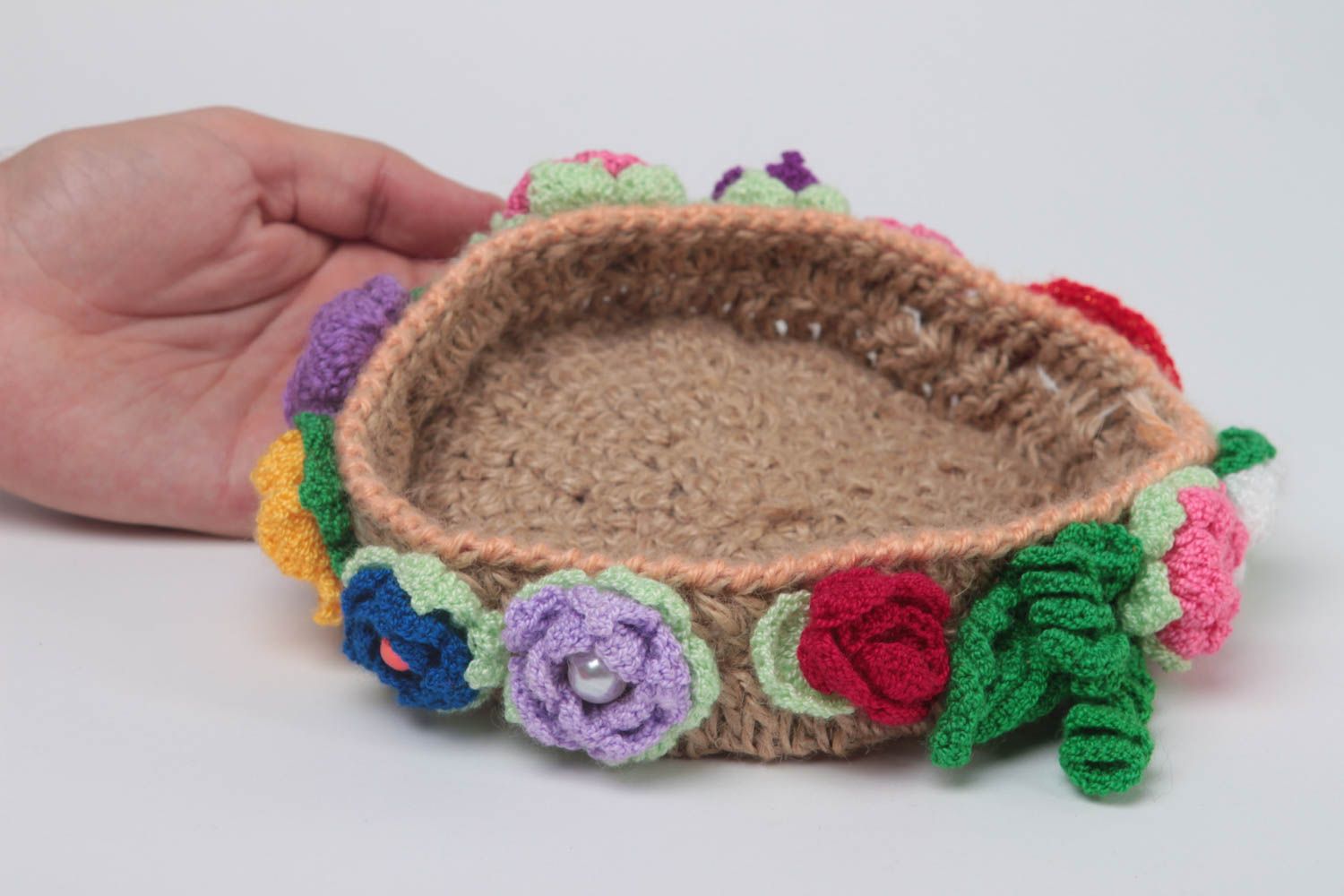 Handmade basket crochet basket decor ideas beautiful basket for decoration  photo 5