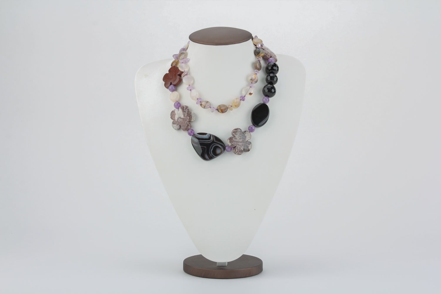 Unusual bead necklace with natural stones photo 1