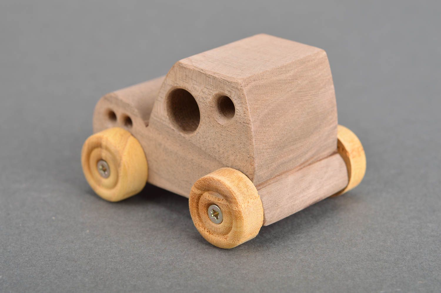 Zieh Spielzeug Holzauto öko rein klein für Kinder Geschenk Handarbeit in Beige  foto 5