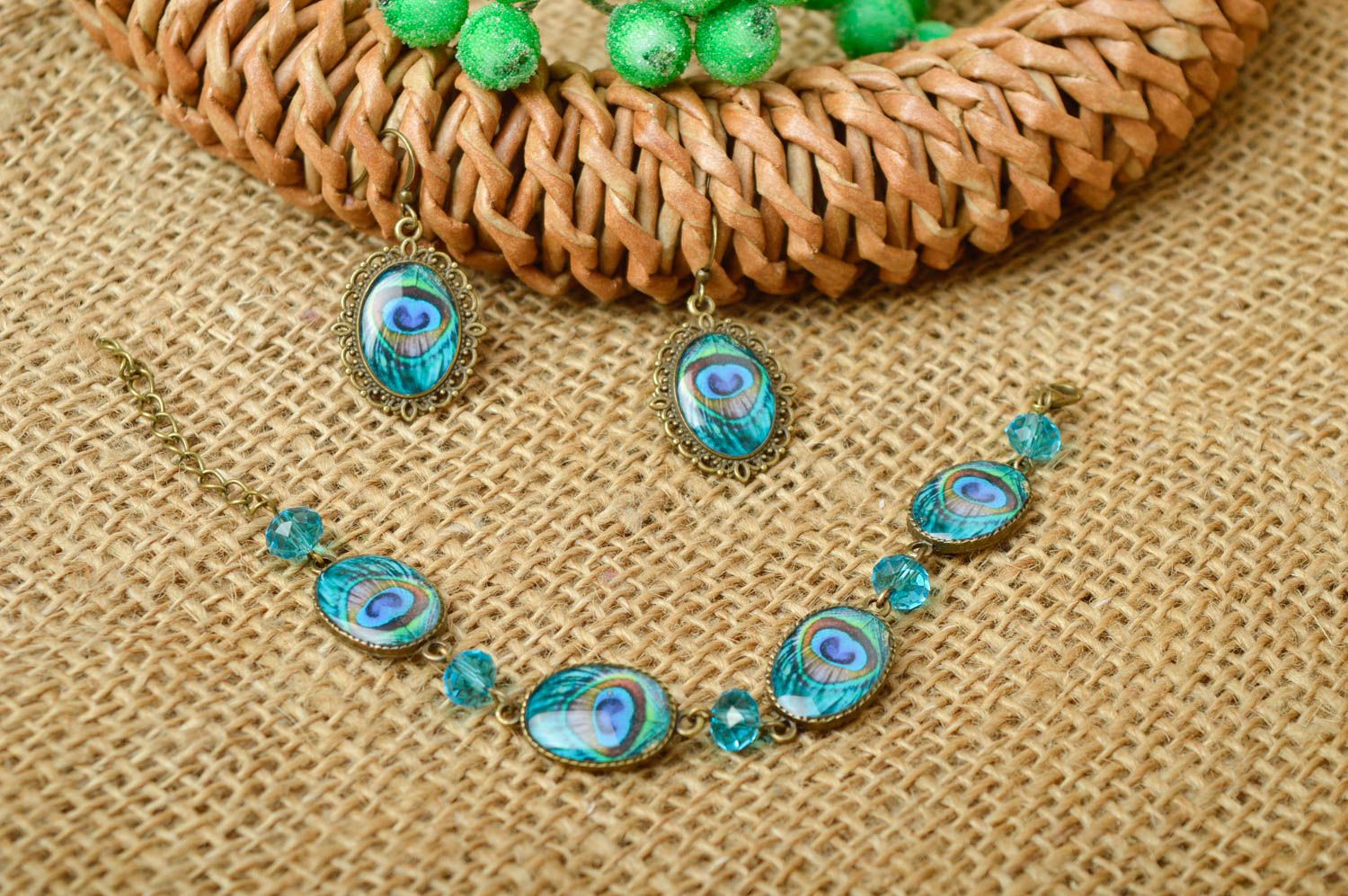 Handmade jewelry set designer earrings wrist bracelet fashion accessories photo 1
